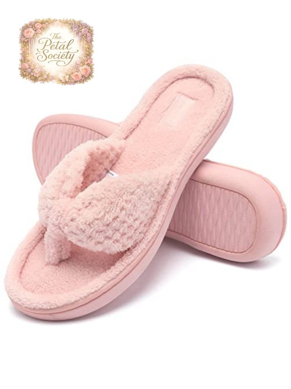 Memory Foam Spa Thong Flip Flops Plush Velvet Clog Slippers